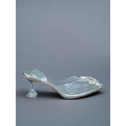 Sana K Luxurious Footwear Faux Leather Silver Star Heels