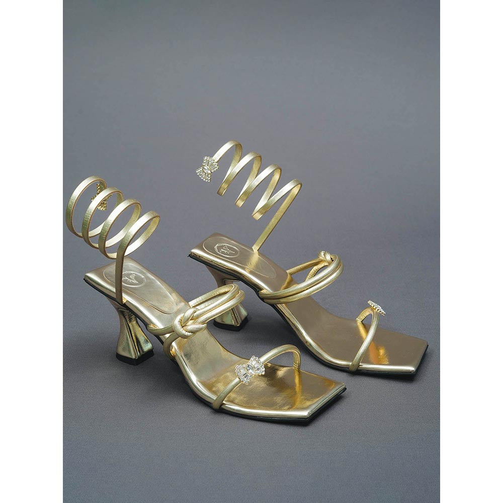 Sana K Luxurious Footwear Gold Gun Metal Gladiators Heels