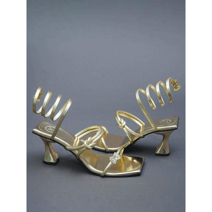 Sana K Luxurious Footwear Gold Gun Metal Gladiators Heels