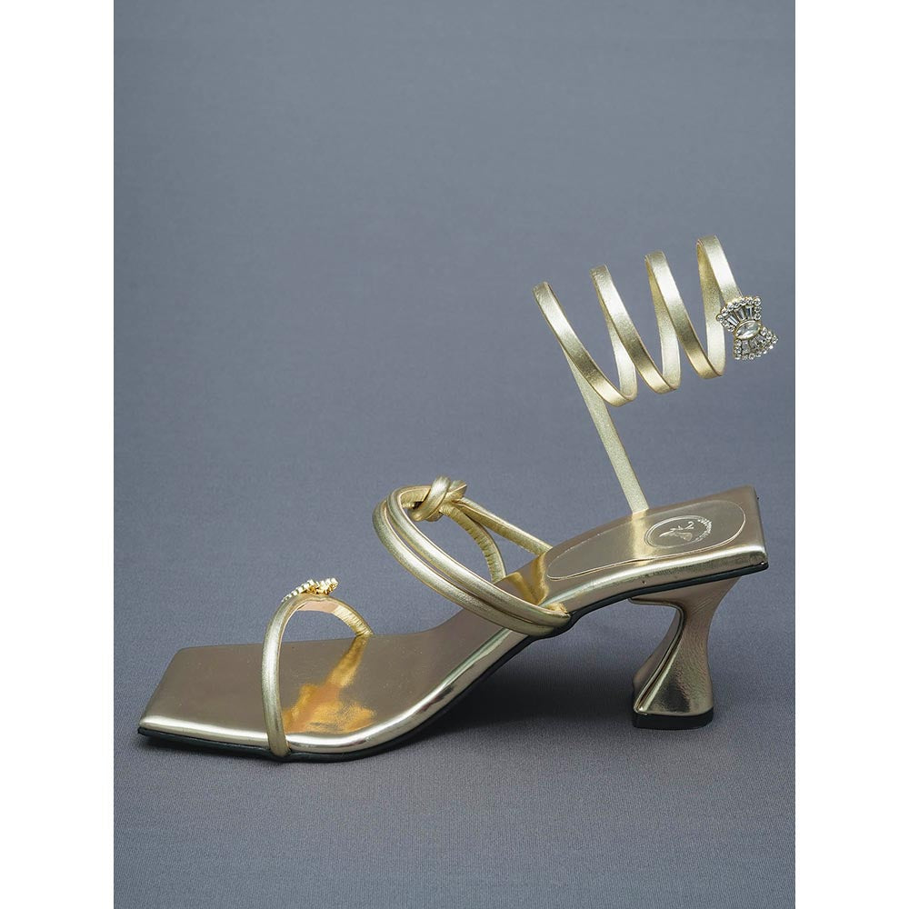 Sana K Luxurious Footwear Gold Gun Metal Gladiators Heels