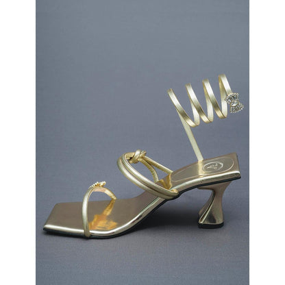 Sana K Luxurious Footwear Gold Gun Metal Gladiators Heels