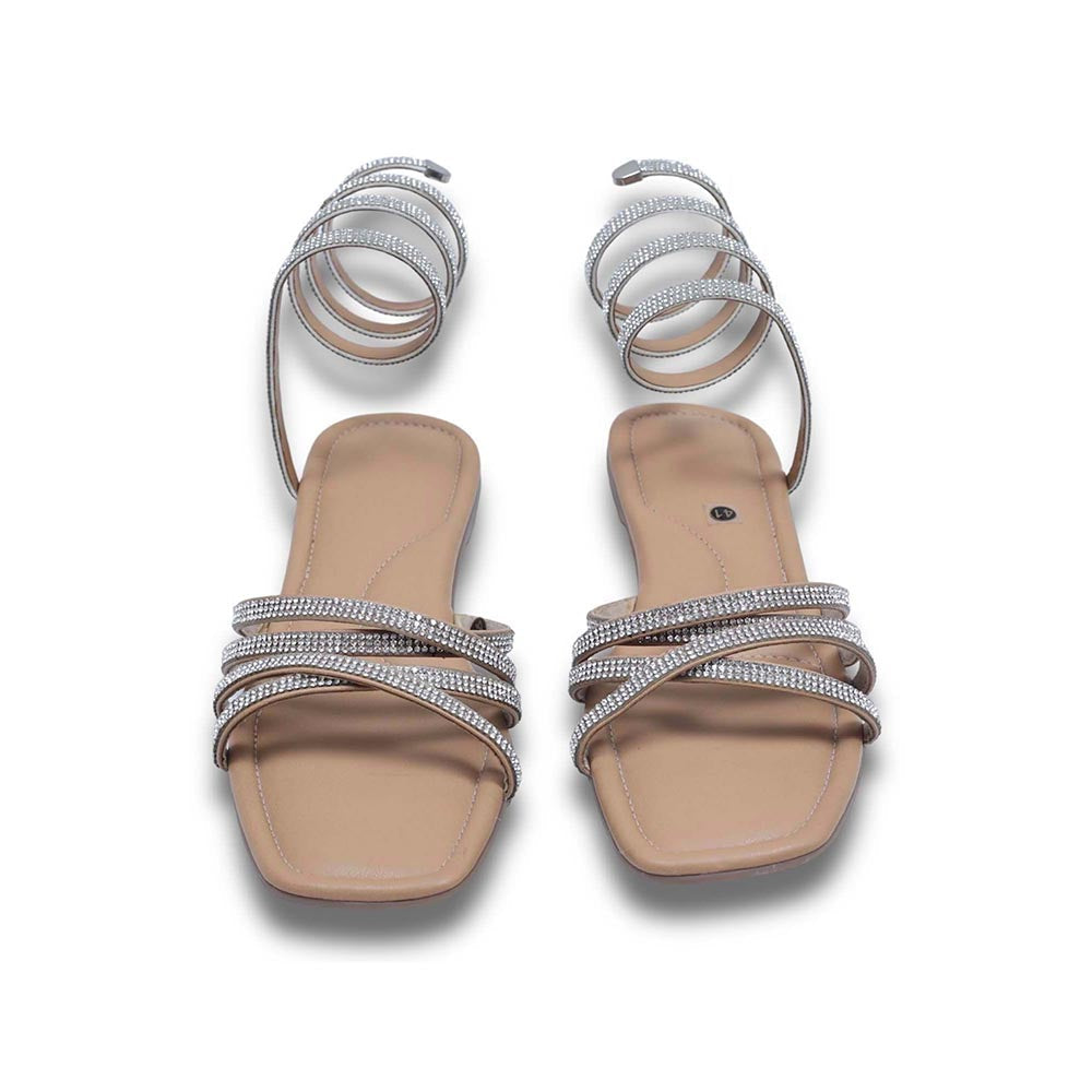 Sana K Luxurious Footwear Nude Beige Leather Square Toe Casual Flats