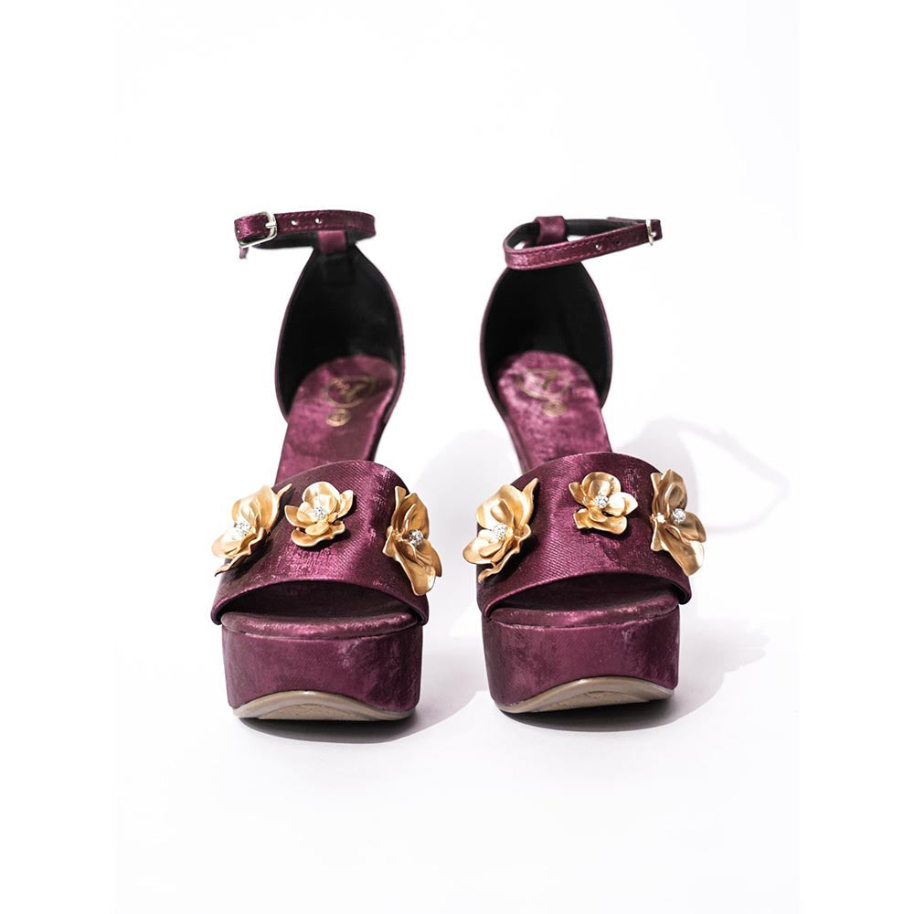 Sana K Luxurious Footwear Maroon Round Toe Broad Fit Forever Rose Elevated Stilettos Heels