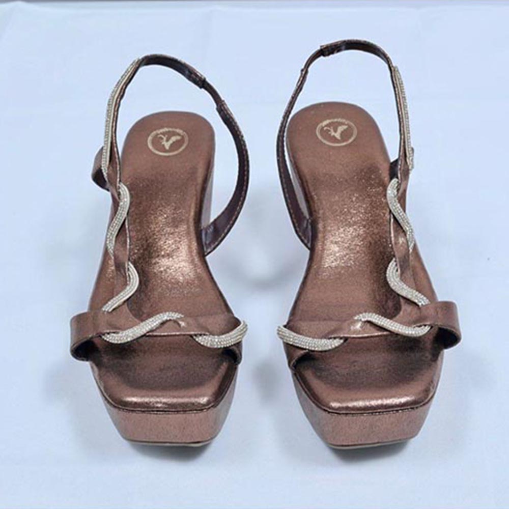 Sana K Luxurious Footwear Brown Square Toe Pillow Wedge