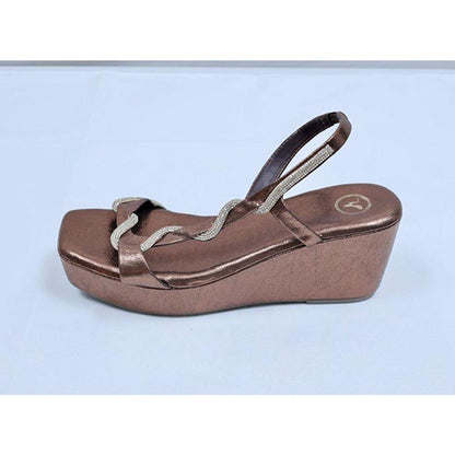 Sana K Luxurious Footwear Brown Square Toe Pillow Wedge