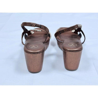 Sana K Luxurious Footwear Brown Square Toe Pillow Wedge