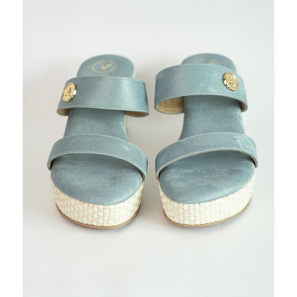 Sana K Luxurious Footwear Blue Round Toe Board Fit Wedge