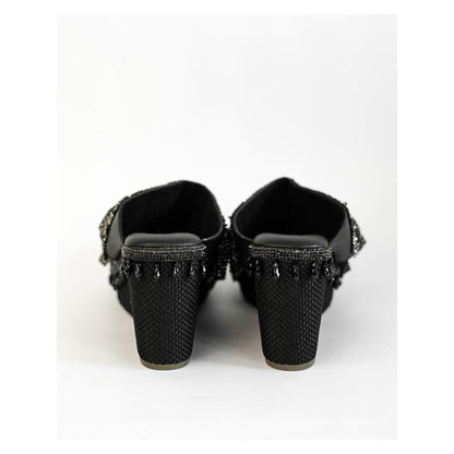 Sana K Luxurious Footwear Black One Toe Mesh Wedge