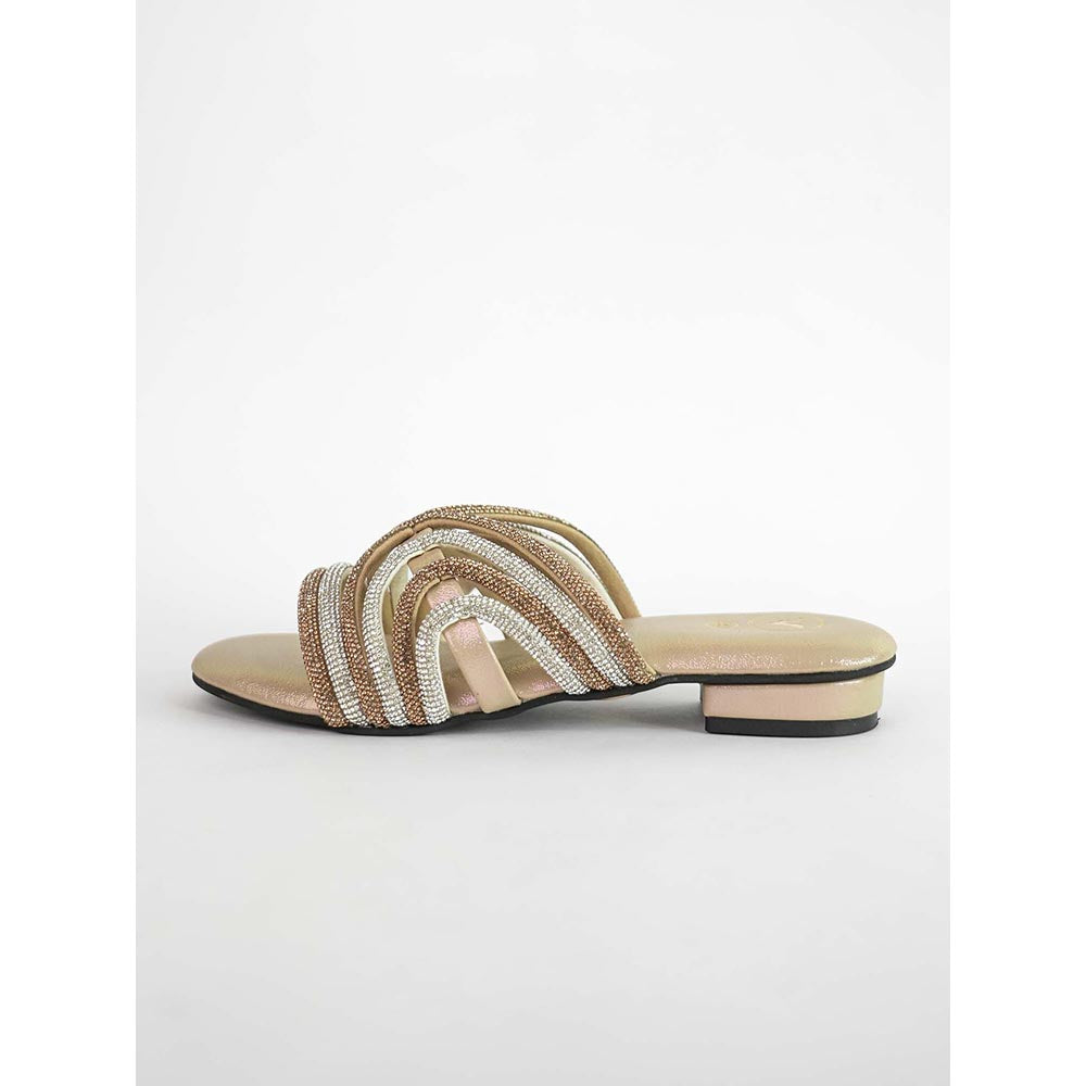 Sana K Luxurious Footwear Beige Open Toe Dual Gema Sandals