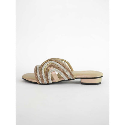 Sana K Luxurious Footwear Beige Open Toe Dual Gema Sandals