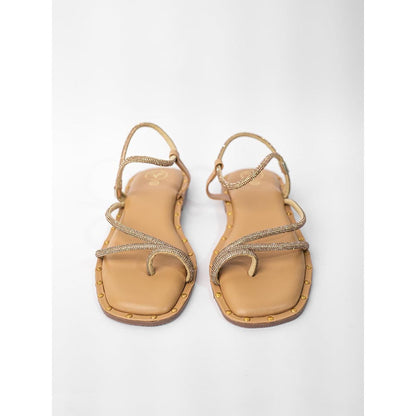 Sana K Luxurious Footwear Nude One Toe Malaika Studs Flats