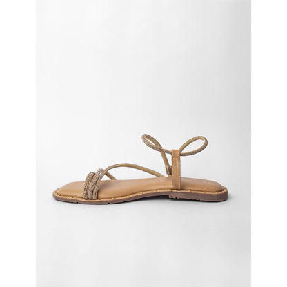 Sana K Luxurious Footwear Nude One Toe Malaika Studs Flats