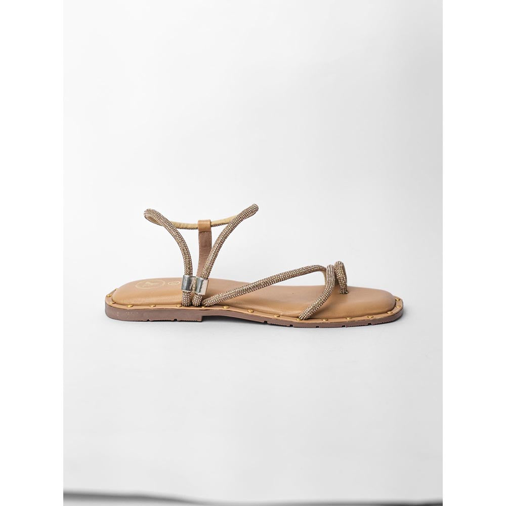 Sana K Luxurious Footwear Nude One Toe Malaika Studs Flats