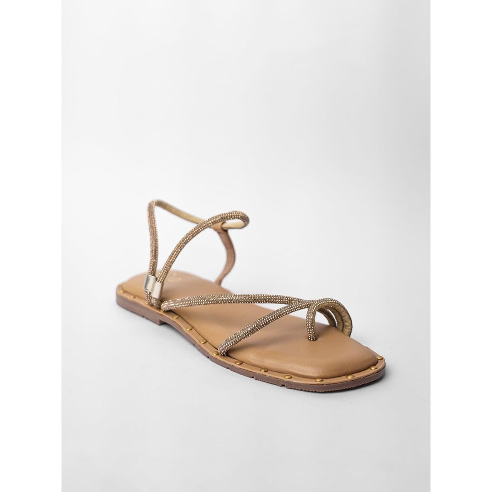 Sana K Luxurious Footwear Nude One Toe Malaika Studs Flats