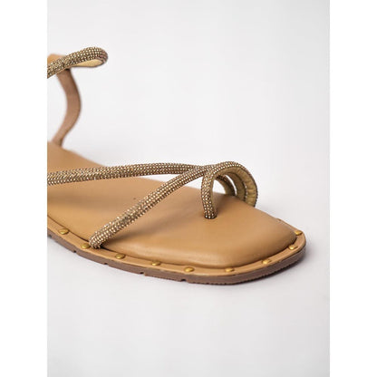 Sana K Luxurious Footwear Nude One Toe Malaika Studs Flats