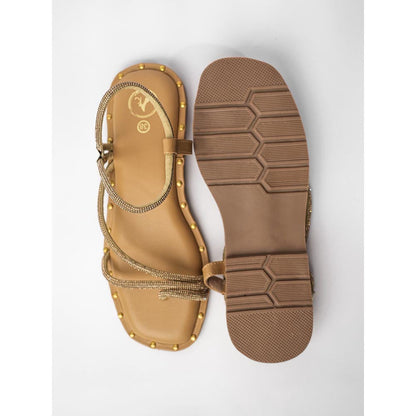 Sana K Luxurious Footwear Nude One Toe Malaika Studs Flats