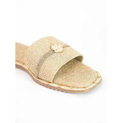 Sana K Luxurious Footwear Beige Open Toe Slip-On Closure Jute Logo Flats