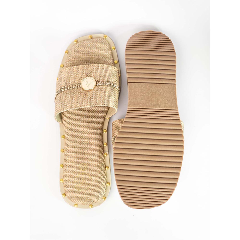 Sana K Luxurious Footwear Beige Open Toe Slip-On Closure Jute Logo Flats