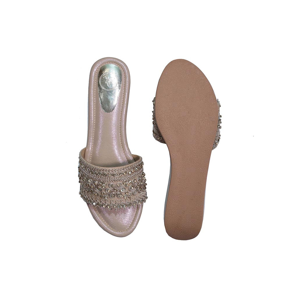 Sana K Luxurious Footwear Noor-E-Warda White Open Toe Slip On Wedges
