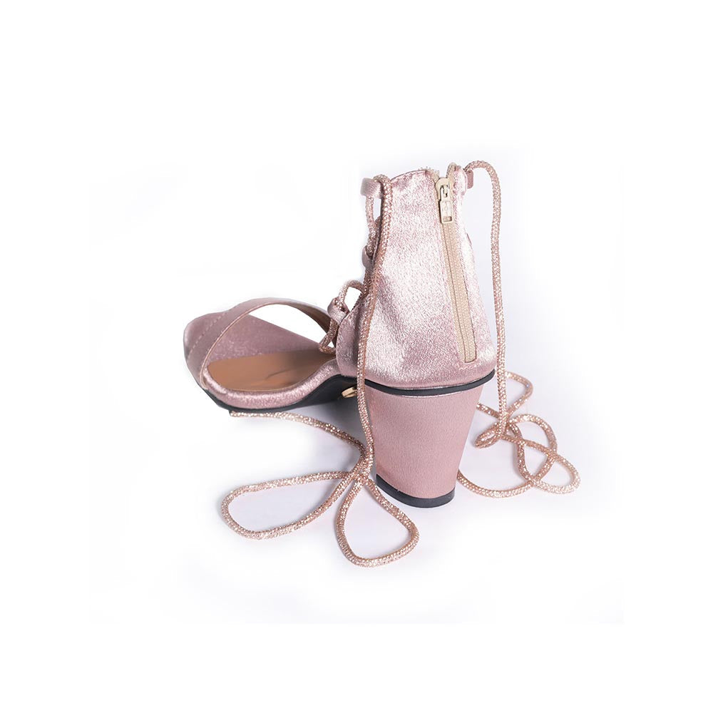 Sana K Luxurious Footwear Pink Ankle Shoe Open Toe Lace Heels