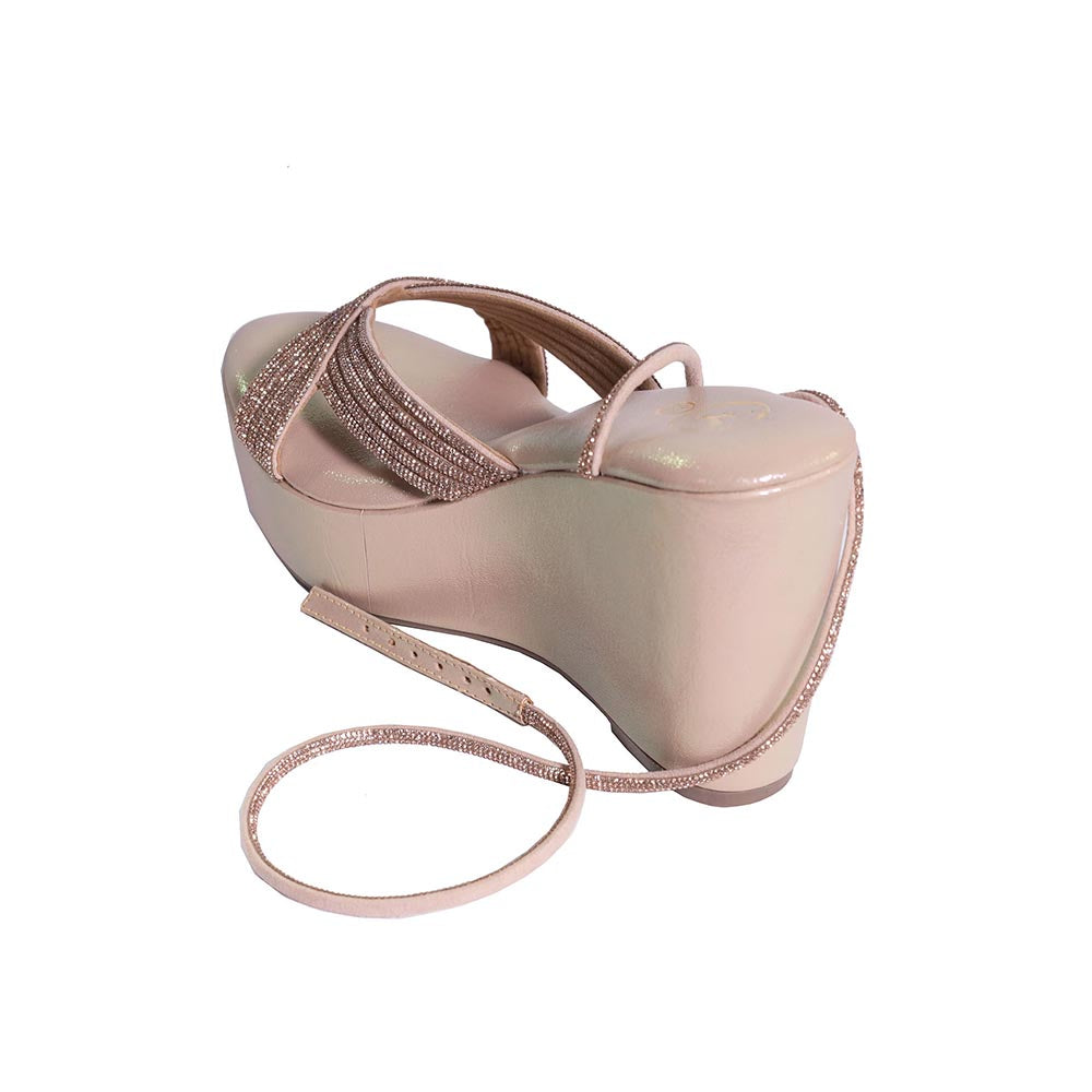 Sana K Luxurious Footwear Tira Rose Gold Open Toe Wedges