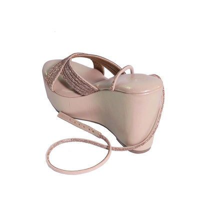Sana K Luxurious Footwear Tira Rose Gold Open Toe Wedges