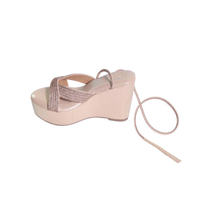 Sana K Luxurious Footwear Tira Rose Gold Open Toe Wedges