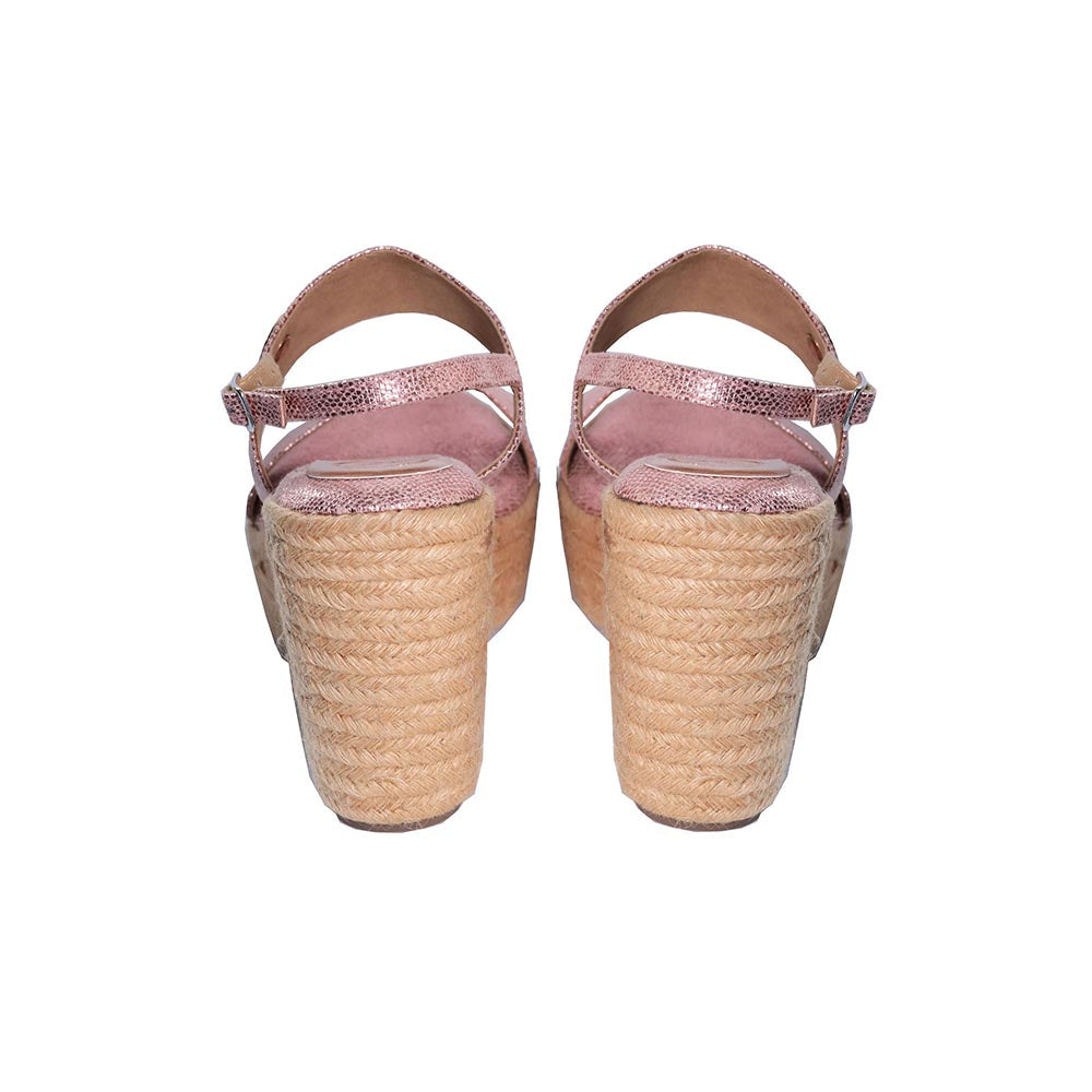 Sana K Luxurious Footwear Jade Logo Open Toe High Ankle Pink Wedges