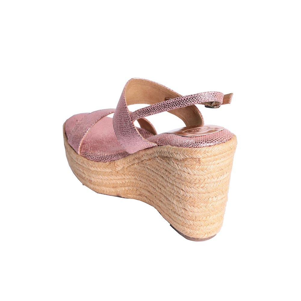 Sana K Luxurious Footwear Jade Logo Open Toe High Ankle Pink Wedges