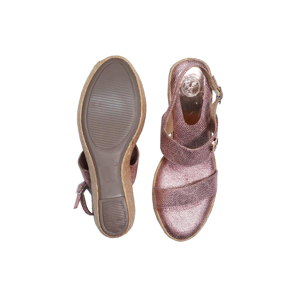 Sana K Luxurious Footwear Jade Logo Open Toe High Ankle Pink Wedges