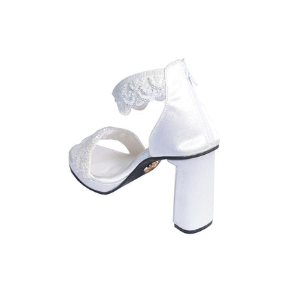 Sana K Luxurious Footwear Khushi Kapoor White Open Toe High Ankle Heels