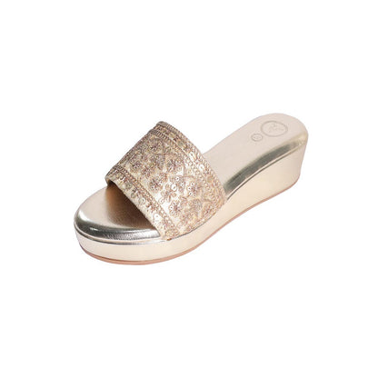 Sana K Luxurious Footwear Noor-E-Gulzar Open Toe Slip On Closure Mid Ankle Wedges