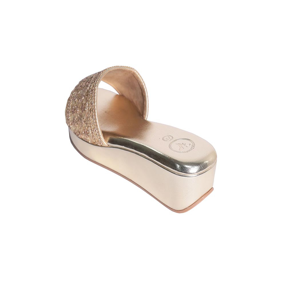 Sana K Luxurious Footwear Noor-E-Gulzar Open Toe Slip On Closure Mid Ankle Wedges