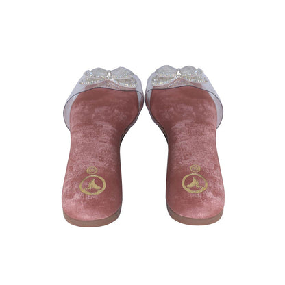 Sana K Luxurious Footwear Pink Butterfly Open Toe Slip-On Flats
