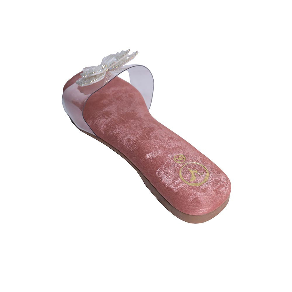 Sana K Luxurious Footwear Pink Butterfly Open Toe Slip-On Flats