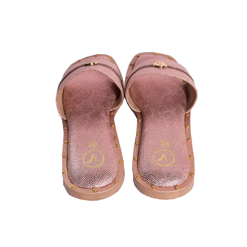 Sana K Luxurious Footwear Pink Open Toe Slip-On Flats