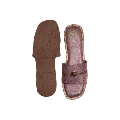 Sana K Luxurious Footwear Pink Open Toe Slip-On Flats