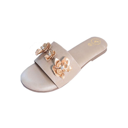 Sana K Luxurious Footwear Women Open Toe Slip-On Flats