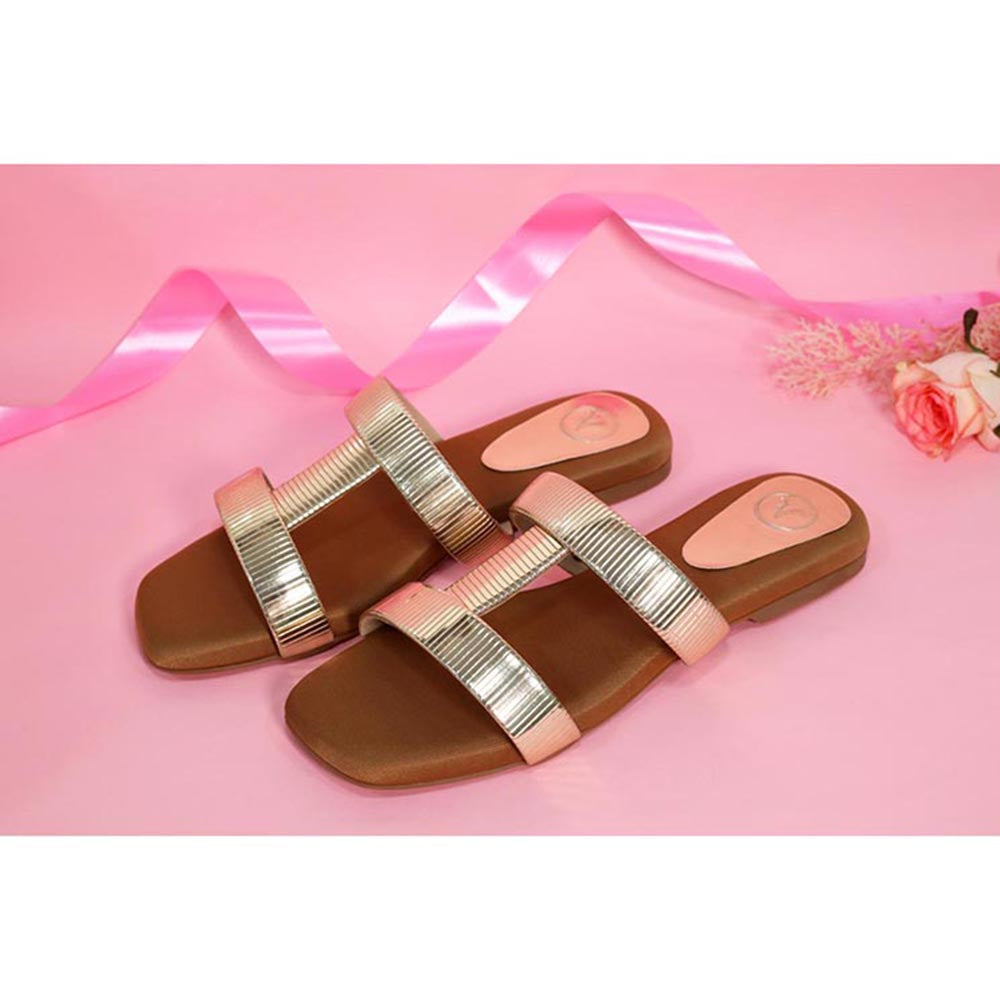 Sana K Luxurious Footwear Brown Open Toe Slip On Closure Flats