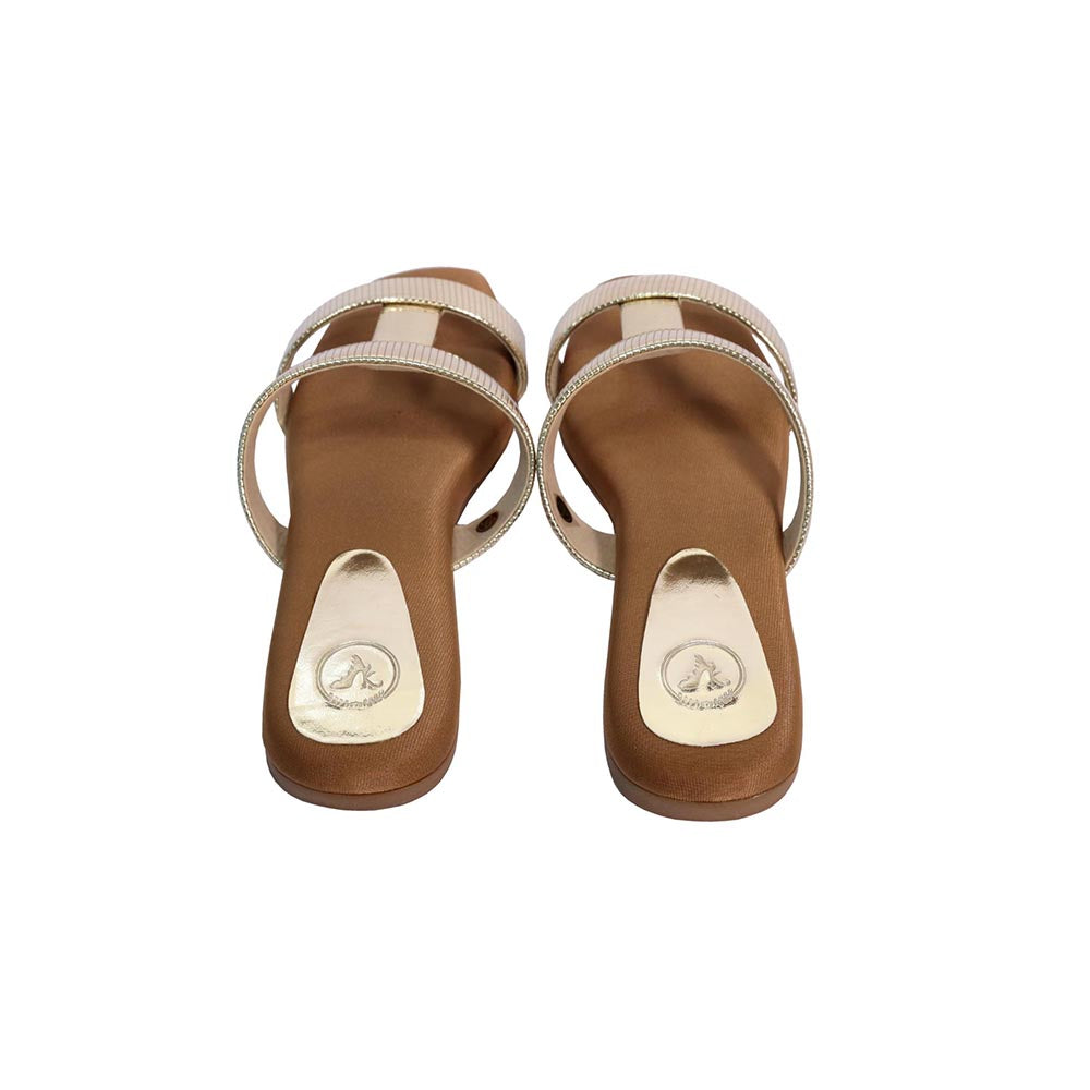 Sana K Luxurious Footwear Brown Open Toe Slip On Closure Flats