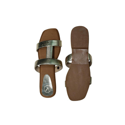 Sana K Luxurious Footwear Brown Open Toe Slip On Closure Flats