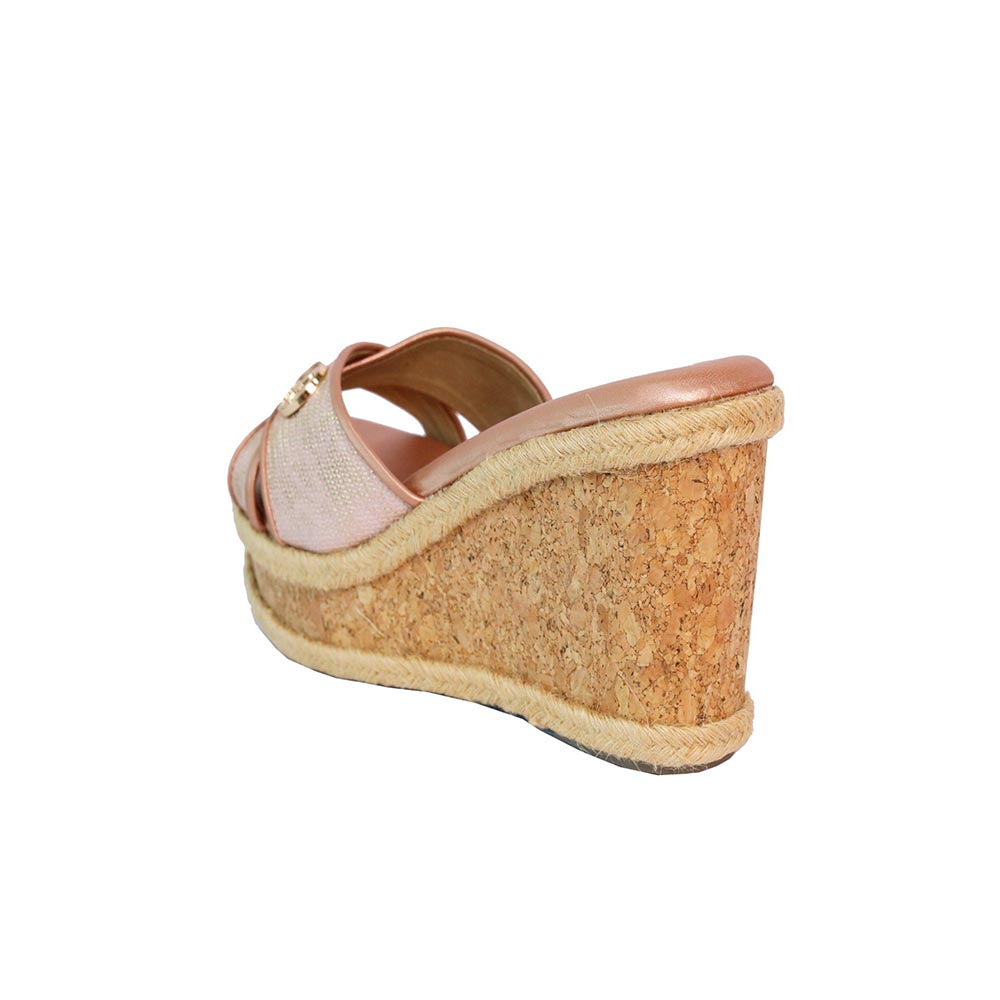 Sana K Luxurious Footwear Women Sufi Cork Round Toe Pink Wedges Heels