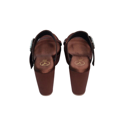 Sana K Luxurious Footwear Women Brown Round Toe Slip-On Mocha Wedges Heels