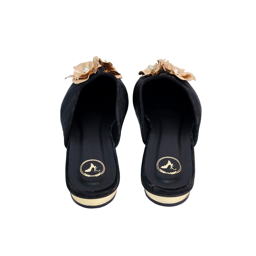 Sana K Luxurious Footwear Women Floral Black Buns and Roses Sandal Heels