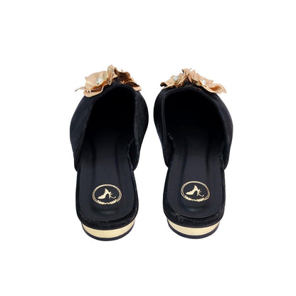 Sana K Luxurious Footwear Women Floral Black Buns and Roses Sandal Heels