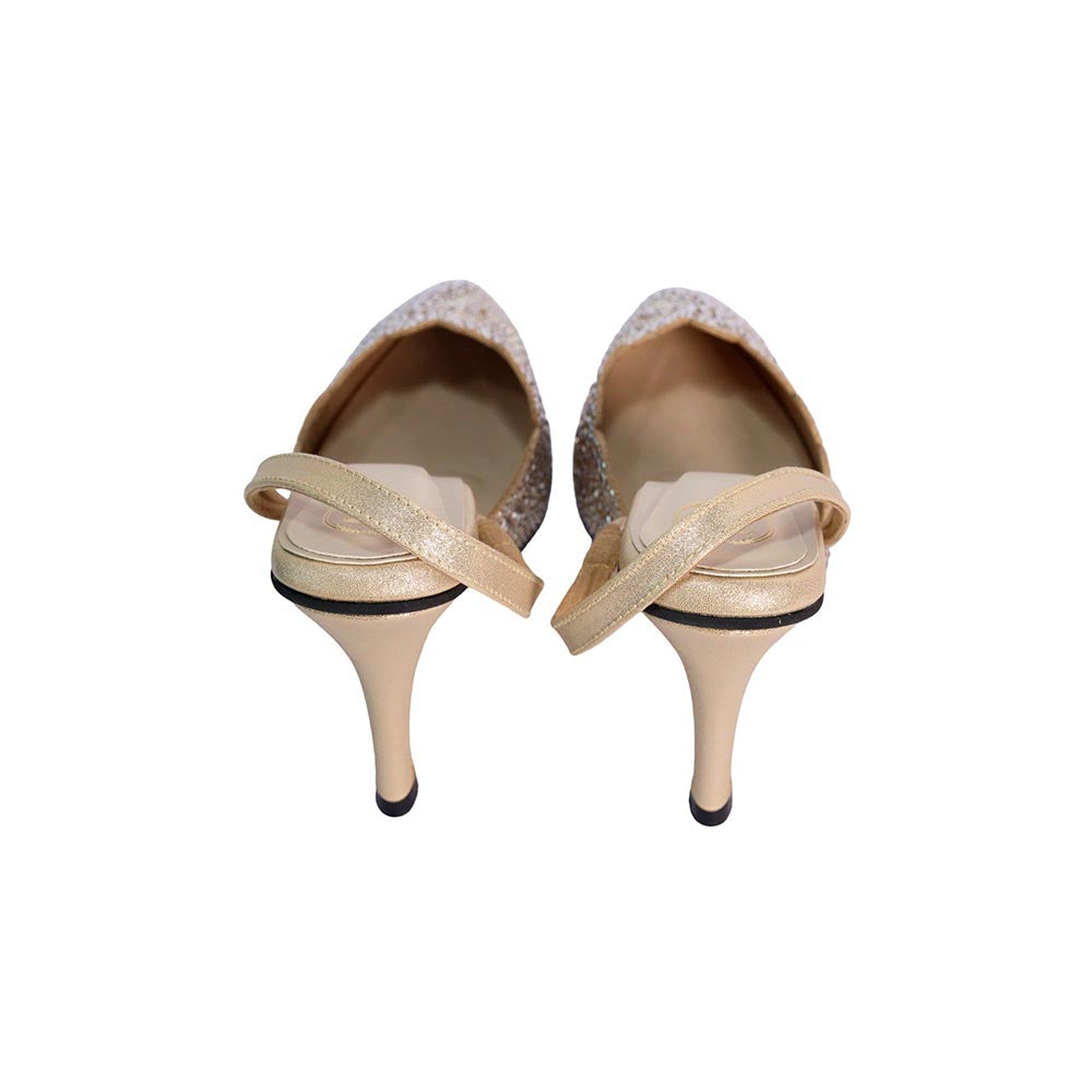 Sana K Luxurious Footwear Women Gold Round Toe Eva Rocks Stiletto Heels