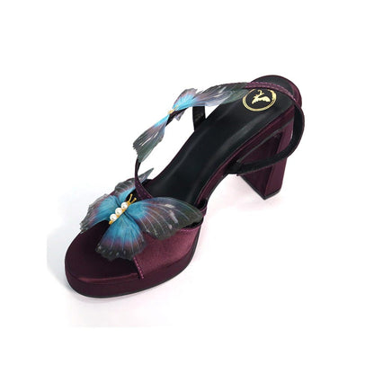 Sana K Luxurious Footwear Women Round Toe Butterfly Elevation Heels