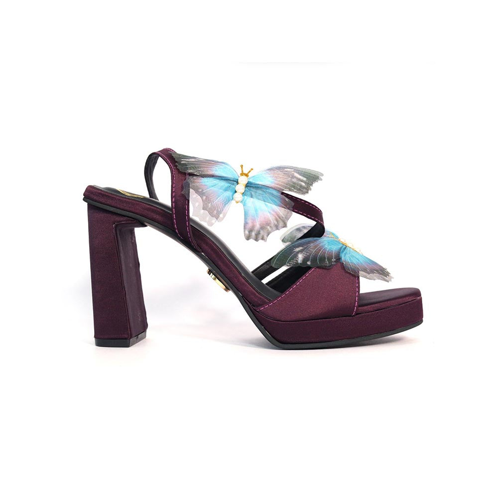 Sana K Luxurious Footwear Women Round Toe Butterfly Elevation Heels