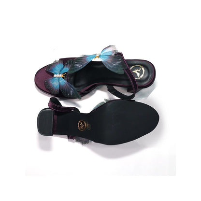 Sana K Luxurious Footwear Women Round Toe Butterfly Elevation Heels