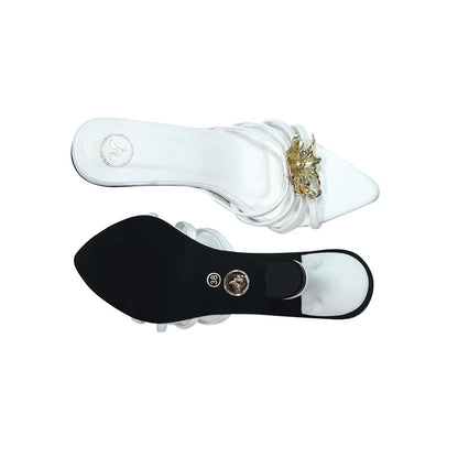 Sana K Luxurious Footwear Women Round Toe Faux Leather Zeno White Heels